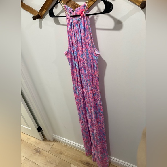 Lilly Pulitzer Bowen jumpsuit in the Pink Sorbet High Altitude print. - Picture 3 of 12